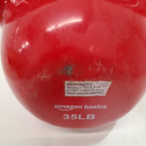 AMAZONBASICS 35LB VINYL COATED CAST IRON FITNESS KETTLEBELL - RED/BLACK (MODEL: ‎IR92007-35LB) image 3
