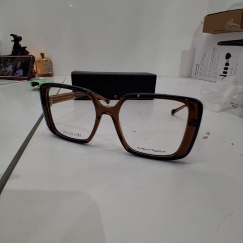 WOMENS DANSHARI KIYO SQUARE SHAPED THICK FRAME DEMO LENS EYEGLASSES - BROWN/NAVY FRAMES (MODEL: DA07002AW) image 3