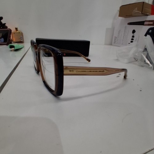 WOMENS DANSHARI KIYO SQUARE SHAPED THICK FRAME DEMO LENS EYEGLASSES - BROWN/NAVY FRAMES (MODEL: DA07002AW) image 4