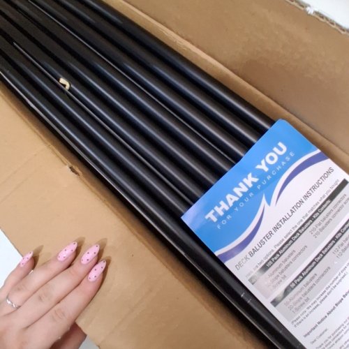 56PK HYPERGIANT ALUMINUM ROUND DECK RAILING SPINDLE BALUSTERS - 26" - BLACK image 3
