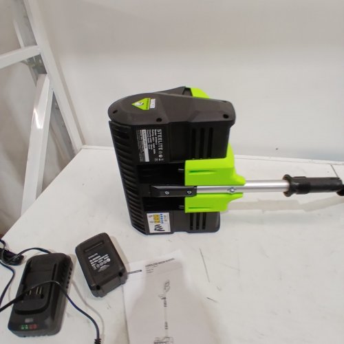 STEELITE 20V 4.0AH CORDLESS SNOW SHOVEL - 12" WIDTH, 20FT THROWING DISTANCE, QUICK CHARGER, DIRECTIONAL PLATE - GREEN/BLACK (MODEL: DY890-3) image 8