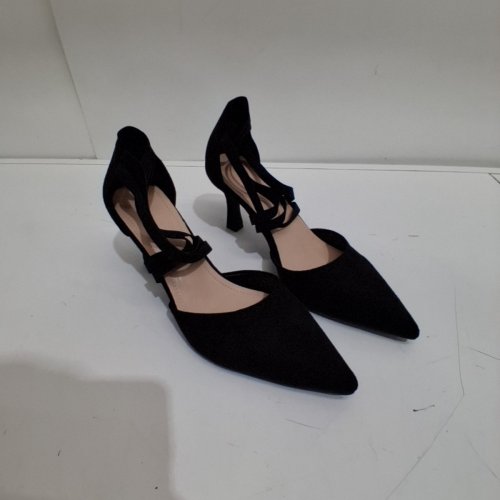 WOMEN'S POINTED-TOE CRISSCROSS ANKLE STRAP HIGH HEEL SHOES - 7.5 - BLACK (STYLE: 961-2) image 3