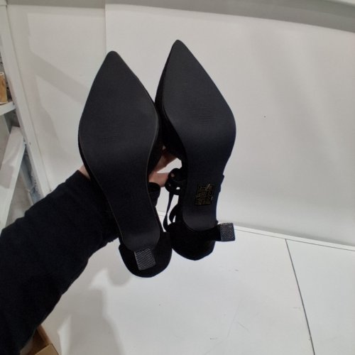 WOMEN'S POINTED-TOE CRISSCROSS ANKLE STRAP HIGH HEEL SHOES - 7.5 - BLACK (STYLE: 961-2) image 4