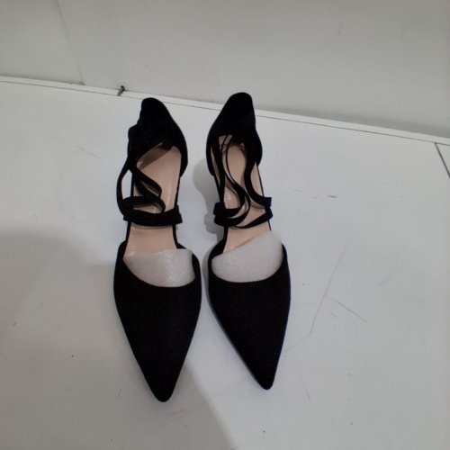 WOMEN'S POINTED-TOE CRISSCROSS ANKLE STRAP HIGH HEEL SHOES - 7.5 - BLACK (STYLE: 961-2) image 6