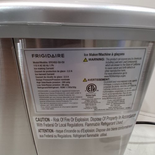 FRIGIDAIRE EXTRA LARGE CLEAR MAKER - 40LBS - STAINLESS STEEL (MODEL: EFIC452-SS ) image 8