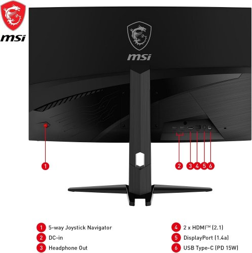 MSI 4K GAMING MOUNTABLE MONITOR WITH 3840 X 2160 (UHD) / ADAPTIVE SYNC - 1MS / HDMI & DISPLAY-PORT -32" - BLACK (MODEL: MAG 321CUP/3DC5) image 2