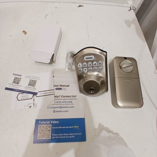 TEEHO KEYPAD DIGITAL DEADBOLT LOCK - SATIN NICKEL (MODEL: TE001) image 2