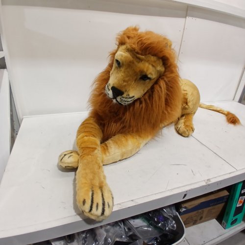 MELISSA & DOUG GIANT LIFE-LIKE STUFFED PLUSH LION - 20" X 15" X 52" - BROWN image 3