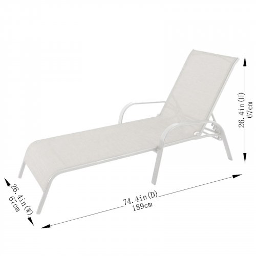 MAINSTAYS OUTDOOR PATIO POOL LOUNGER WITH 250 LBS CAPACITY - 26.4" X 74.4" X 26.4" - BEIGE image 2