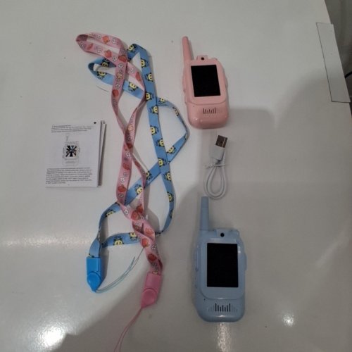 2PK VONGEM RECHARGEABLE VIDEO WALKIE TALKIE - UP TO 1000FT - BLUE/PINK image 3