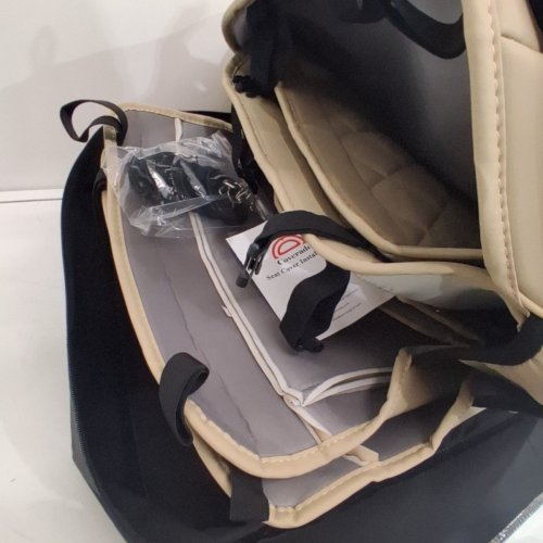 2PC COVERADO WATERPROOF NAPPA LEATHER CUSHION CAR SEAT COVERS - UNIVERSAL - FRONT SEATS ONLY - BEIGE (MODEL: ‎SCU003) image 3