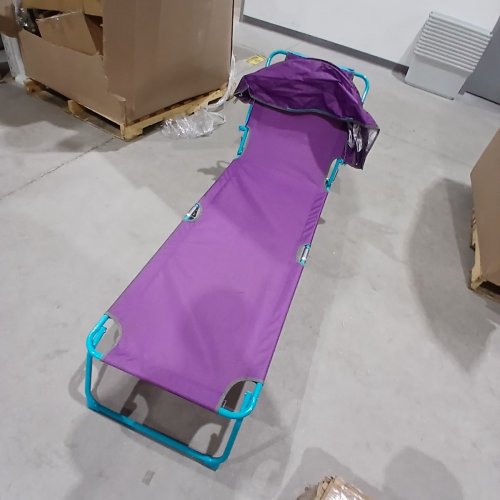 NORTHROAD BEACH LOUNGER CHAIR BED WITH SUN CANOPY, 4 POSITION - FOLDABLE LOUNGE CHAIR - PURPLE (MODEL: JR-095-PURPLE) image 3