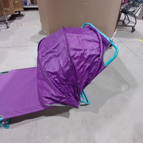 NORTHROAD BEACH LOUNGER CHAIR BED WITH SUN CANOPY, 4 POSITION - FOLDABLE LOUNGE CHAIR - PURPLE (MODEL: JR-095-PURPLE) image 4