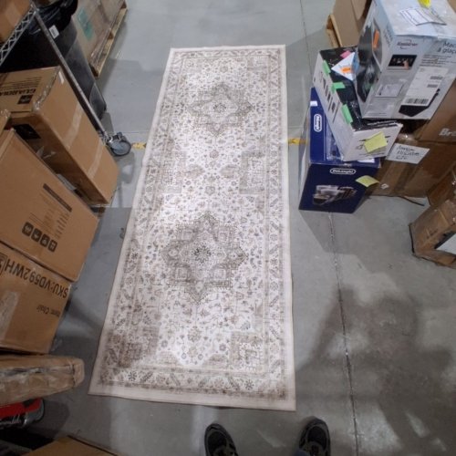 PURECOZY VINTAGE MACHINE WASHABLE NON-SLIP LOW PILE HALLWAY RUNNER RUG - 3FT X 8FT - DISTRESSED TAUPE image 2