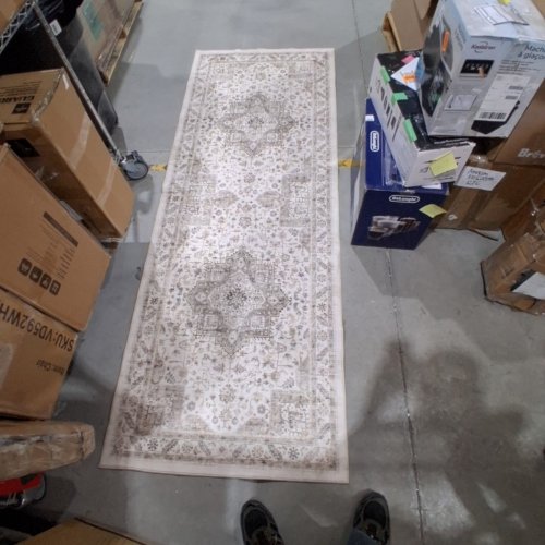 PURECOZY VINTAGE MACHINE WASHABLE NON-SLIP LOW PILE HALLWAY RUNNER RUG - 3FT X 8FT - DISTRESSED TAUPE image 3