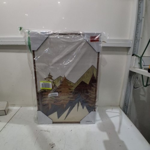 3PC SIGNFORD WOODGRAIN FRAME MOUNTAIN LANDSCAPE WALL ART - 16" X 22" - MULTICOLOUR image 4
