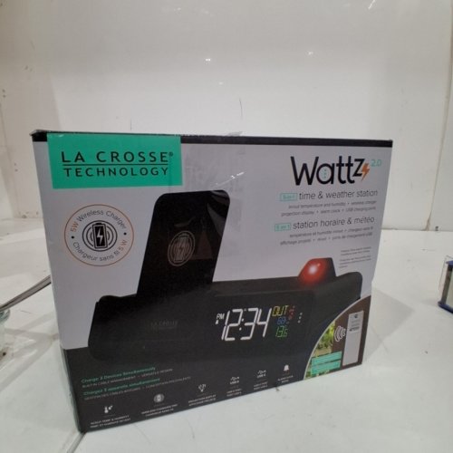 LA CROSSE TECHNOLOGY C80765 WATTZ 3-N-1 PROJECTION ALARM CLOCK AND WIRELESS CHARGER, BLACK (MODEL: CA74962) image 4