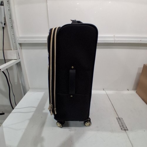 KENNETH COLE REACTION CHELSEA CHEVRON QUILTED SOFTSIDE EXPANDABLE 8-WHEEL SPINNER SUITCASE LUGGAGE - 24" - BLACK/ GOLD (MODEL: 148404) image 4