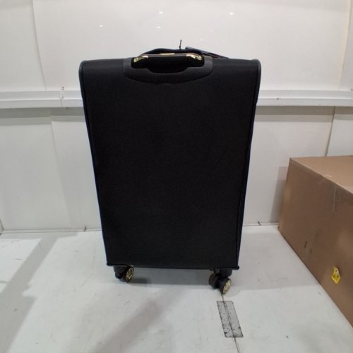 KENNETH COLE REACTION CHELSEA CHEVRON QUILTED SOFTSIDE EXPANDABLE 8-WHEEL SPINNER SUITCASE LUGGAGE - 24" - BLACK/ GOLD (MODEL: 148404) image 5