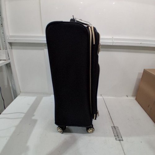 KENNETH COLE REACTION CHELSEA CHEVRON QUILTED SOFTSIDE EXPANDABLE 8-WHEEL SPINNER SUITCASE LUGGAGE - 24" - BLACK/ GOLD (MODEL: 148404) image 6