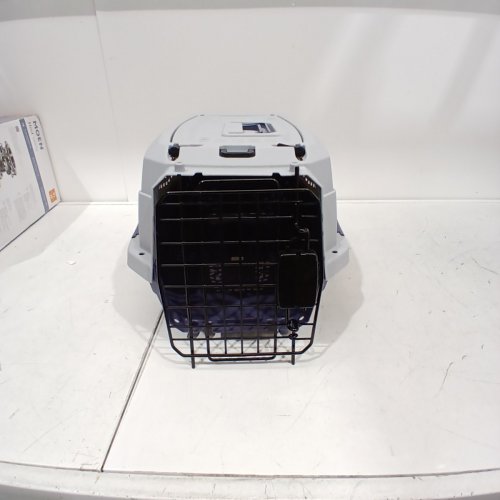 AMAZON BASICS 2-DOOR PET CARRIER - 19" - GREY/BLUE image 2