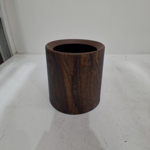 PLASTIC DECORATIVE LIFT TOP PRINTED FLOWERPOT VASE - 5"X6" - WOOD GRAIN image 2