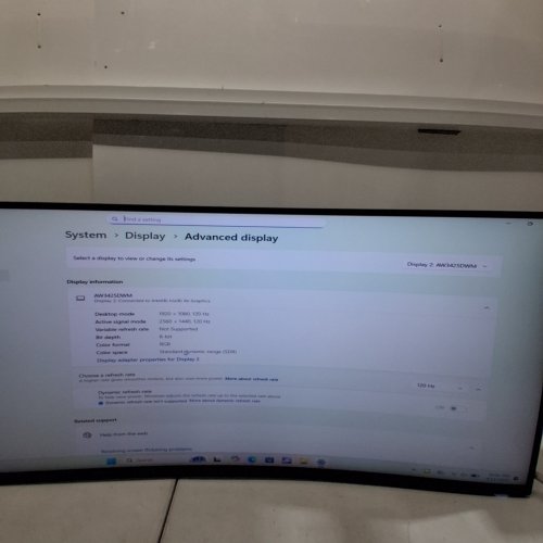 ALIENWARE 34" CURVED GAMING MONITOR - 180HZ, 1500R CURVE - WQHD (3440 X 1440) - (MODEL: AW3425DWM) image 2