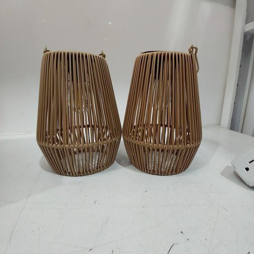 2PK KAGOLING SOLAR POWERED LANTERS FOR OUTDOOR HANGING/TABLE LAMP - 6.3" X 8.3" - BROWN image 3