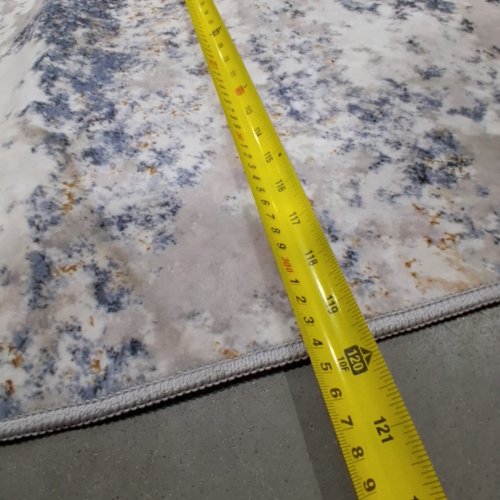 DMOYEST AREA RUG - 10" X 14" - ABSTRACT BLUE/BEIGE/WHITE image 2