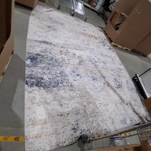 DMOYEST AREA RUG - 10" X 14" - ABSTRACT BLUE/BEIGE/WHITE image 4