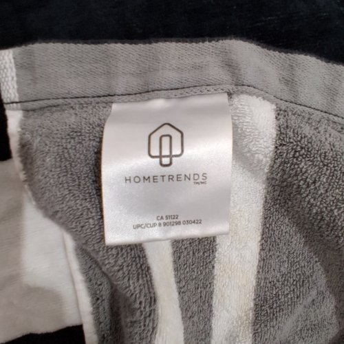 HOMETRENDS COTTON FULL-SIZE BATH TOWEL - 3FT X 5FT - GREY/WHITE/DARK BLUE image 2