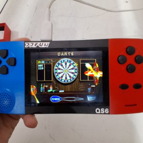 JJFUN RETRO HANDHELD GAME CONSOLE - 100+ GAMES - 3.2" IPS SCREEN - RED/BLUE (MODEL: QS6) image 3