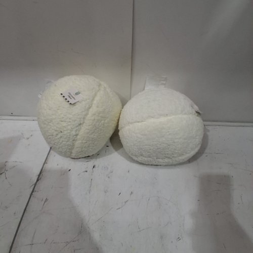 2PK COUNT DECORATIVE ROUND PILLOW - 9" - WHITE image 2