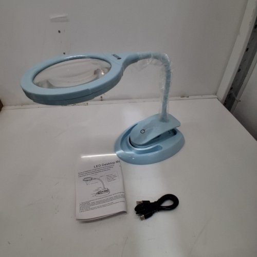 ESYNIC LED DESKTOP MAGNIFYING LAMP WITH CLAMP AND BASE, ADJUSTABLE GOOSENECK, AND 5X/10X MAGNIFICATION - LIGHT BLUE (MODEL: ESY132) image 4