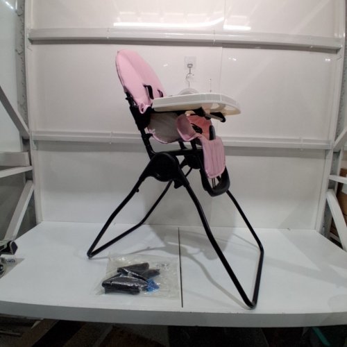 FOLDABLE BABY HIGH CHAIR WITH FOOD TRAY - 20" X 31" - 6M-36M - PINK/BLACK (MODEL: HC3000) image 2