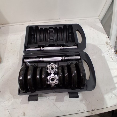 10PC AMAZON BASICS ADJUSTABLE BARBELL LIFTING DUMBELLS WEIGHT SET WITH CASE - 30LBS - BLACK image 2