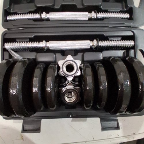 10PC AMAZON BASICS ADJUSTABLE BARBELL LIFTING DUMBELLS WEIGHT SET WITH CASE - 30LBS - BLACK image 3