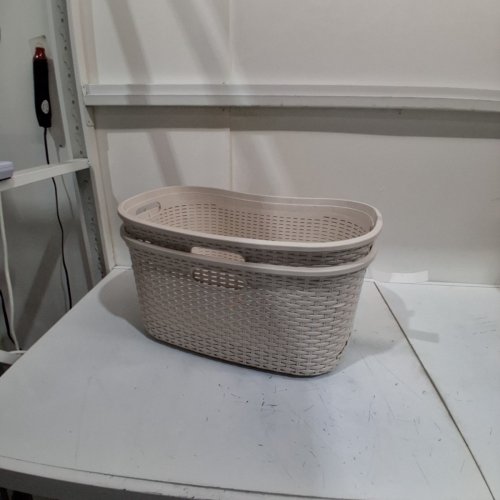 2PK MINDREADER LAUNDRY BASKET CLOTHES HAMPER - 40 L - BEIGE image 2