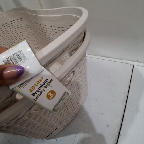 2PK MINDREADER LAUNDRY BASKET CLOTHES HAMPER - 40 L - BEIGE image 3