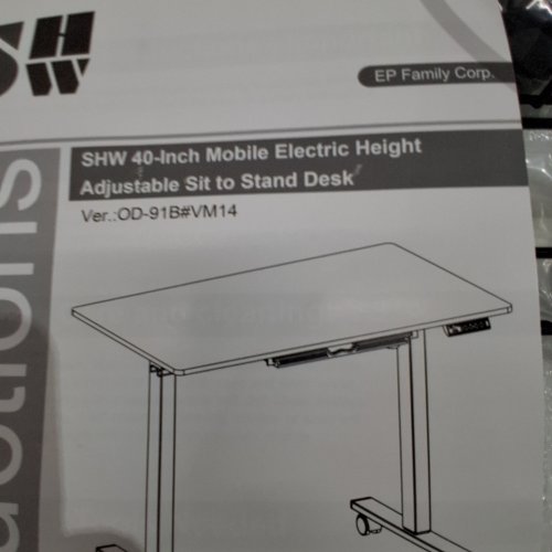 SHW 40" ELECTRIC HEIGHT ADJUSTABLE STANDING DESK WITH ACCESSORIES - WHITE (MODEL: OD-91B#VM14) image 2