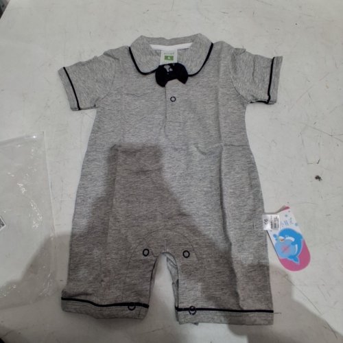 SHORT SLEEVE BABY ROMPER - 6 MONTHS - GRAY image 3