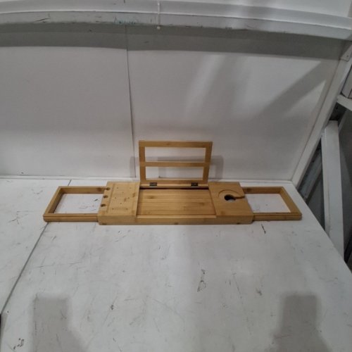 UTOPLIKE EXPANDABLE ADJUSTABLE BAMBOO BATH TRAY - 19.9" - 33.5" X 7.1" - BROWN (MODEL: QZYGJ-SH) image 2