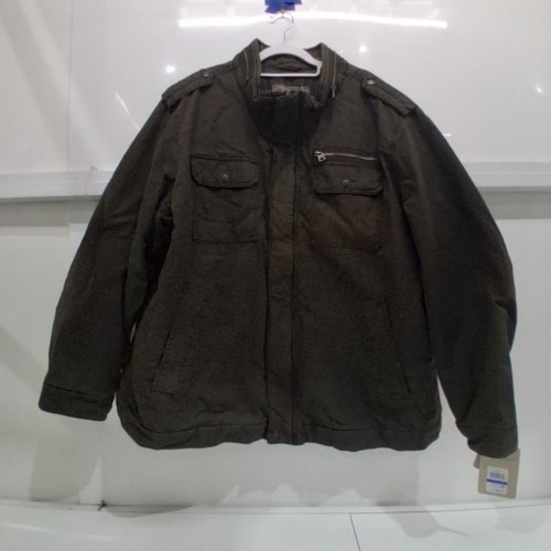 MEN'S LEVI STRAUSS & CO. WASHED COTTON MILITARY FIELD JACKET WITH EPAULETS - 3XL - BROWN image 2