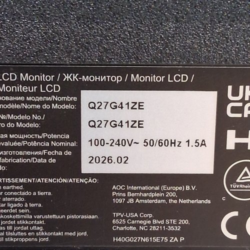 AOC QHD GAMING MONITOR - 27" - QHD 1440 - 240HZ - 0.3MS IPS - BLACK (MODEL: Q27G41ZE) image 7