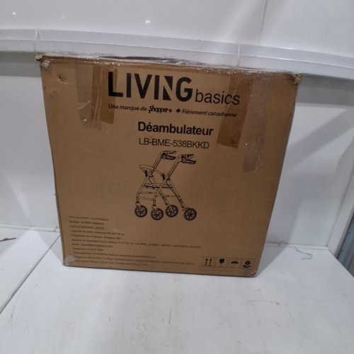 LIVINGBASICS LIGHTWEIGHT ROLLATOR WALKER WITH SEAT - 300LBS MAX - BLACK - (MODEL:LB-BME-538BKKD) image 4