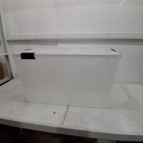 IRIS USA WEATHERPRO AIRTIGHT PLASTIC STORAGE BINS WITH LID AND LATCHES - 19.9" X 31.9" X 18.1" - 156 QT - CLEAR / BLACK (MODEL: UCB-XL) image 4