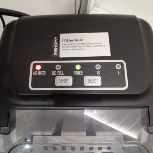 EUHOMY COUNTERTOP ICE MAKER MACHINE WITH HANDLE, BASKET AND SCOOP - MAKES 26LBS PER DAY - BLACK (MODEL: IM030-BBL-CAEH) image 2