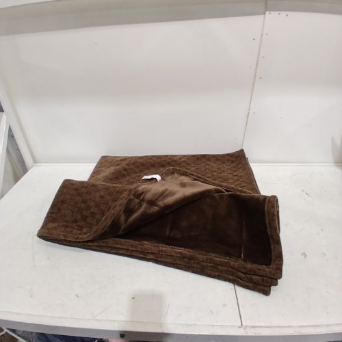 FUZZY THROW BLANKET - 57.5" X 67.5" - BROWN (MODEL: 1901562) image 2