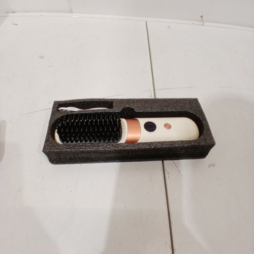 F9 PORTABLE WIRELESS STRAIGHTENING COMB WITH USB RECHARGEABLE & 3-TEMPERATURE SETTINGS, EQUIPPED WITH AN LED DISPLAY PANEL - BEIGE image 3