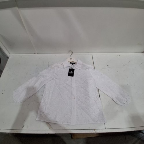 WOMEN'S BARILOCHE EMBROIDERED EYELET BLOUSE - SMALL/MEDIUM - 36 - WHITE (STYLE: BENAL) image 2